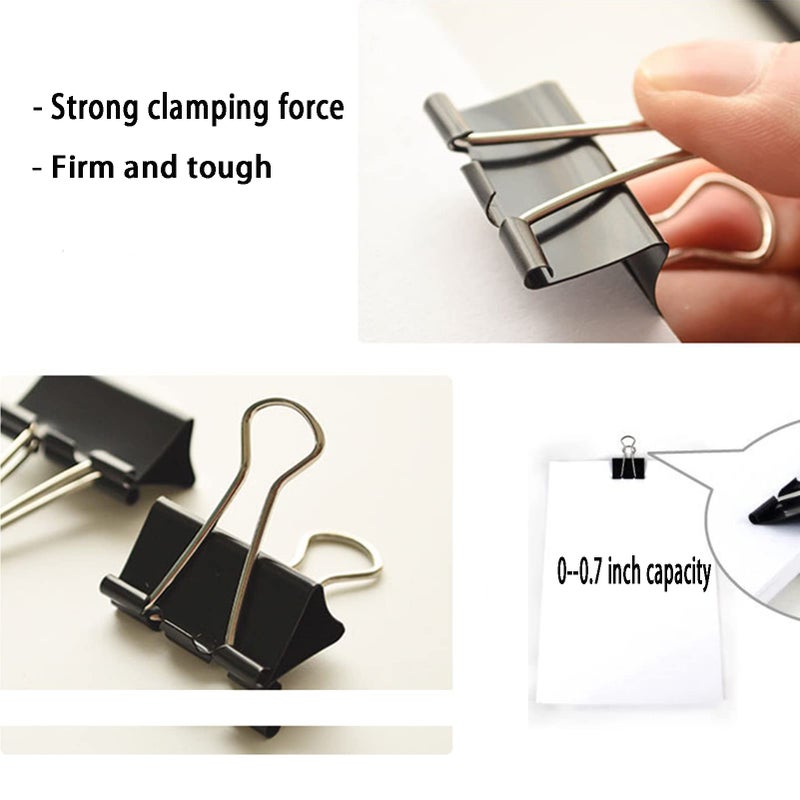 KAKAMINA Medium Binder Clips 1.6 Inch (60 Pack)  Large Binder Clips Medium Paper Clamps for Office and Home Supplies  Black - Image 3